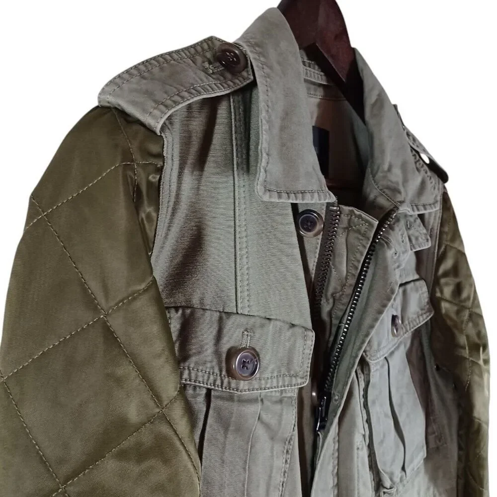 J.Crew XS Military Quilted Boyfriend Fatigue Utility Jacket Army Olive Green